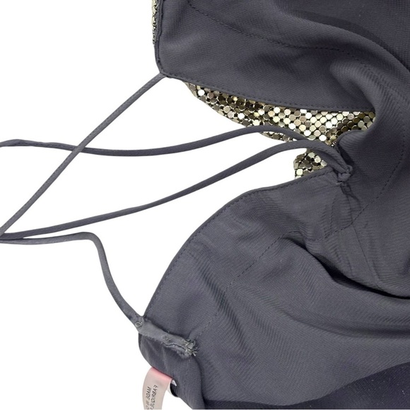 ALICE AND OLIVIA HARMONY ANTIQUE SILVER CHAINMAIL ALUMINUM TANK MINI PARTY DRESS - Picture 15 of 17